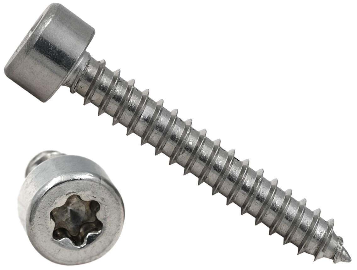Саморез с цилиндрической головкой и шлицем Torx DIN 912, нержавеющая сталь А2