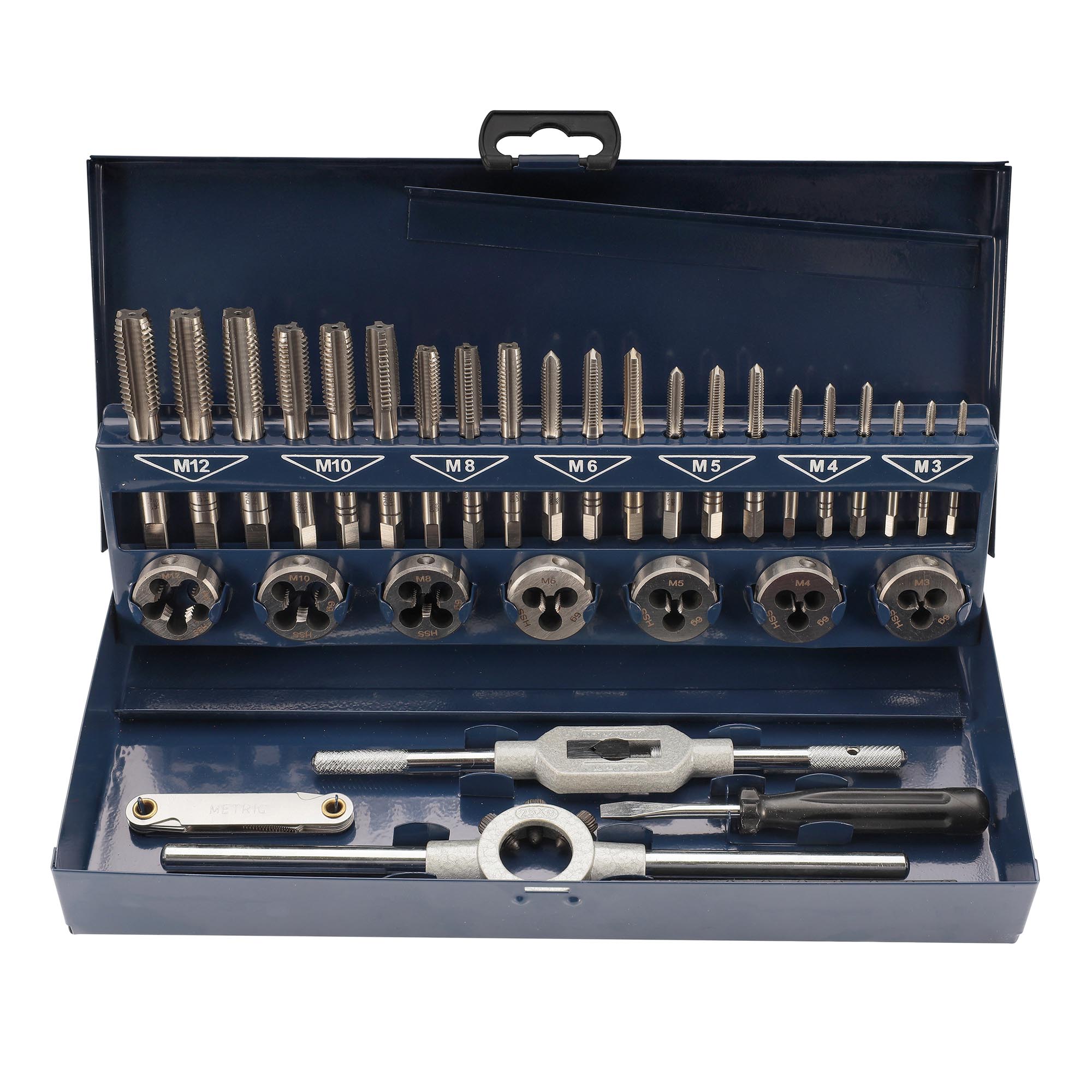 Набор метчиков и плашек M3-M12 32пр HSS-G H-TOOLS 245010HT