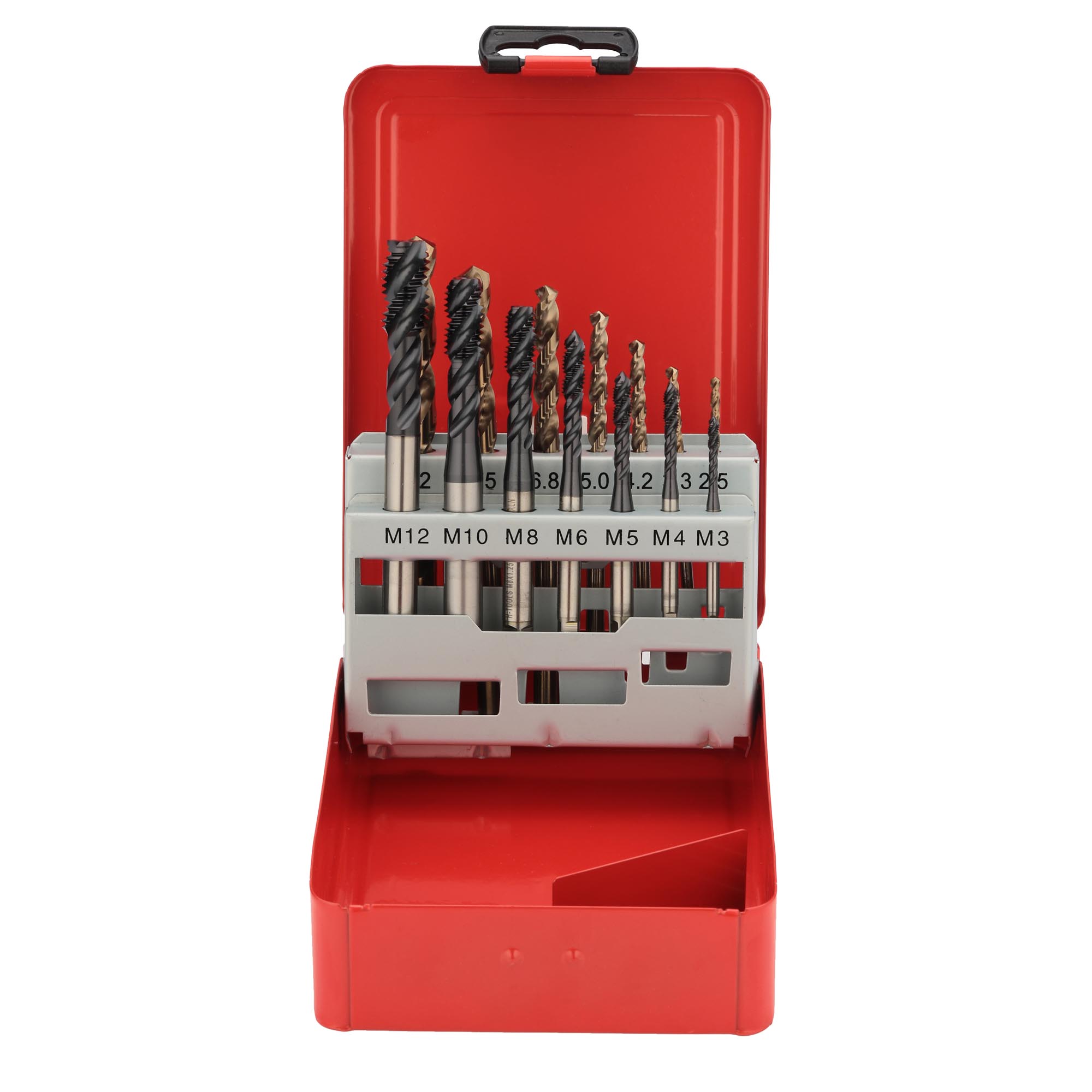 Набор метчиков машинных M3-M12 DIN371/376 HSSE-TiAlN 14пр H-TOOLS 245052FHT + сверла