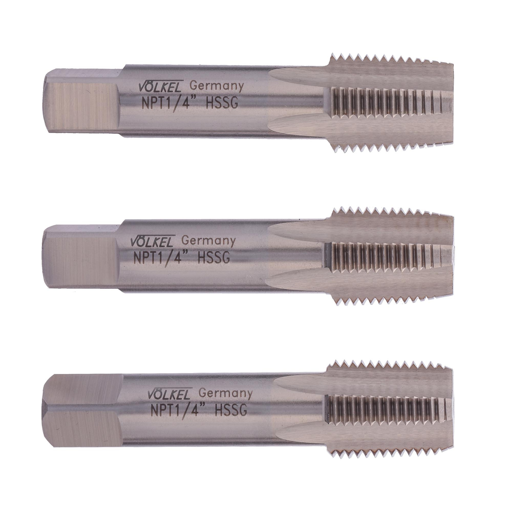 Метчик трубный NPT 1/4" HSS-G ISO 529 VOLKEL 88414S3, комплект 3 штуки Германия