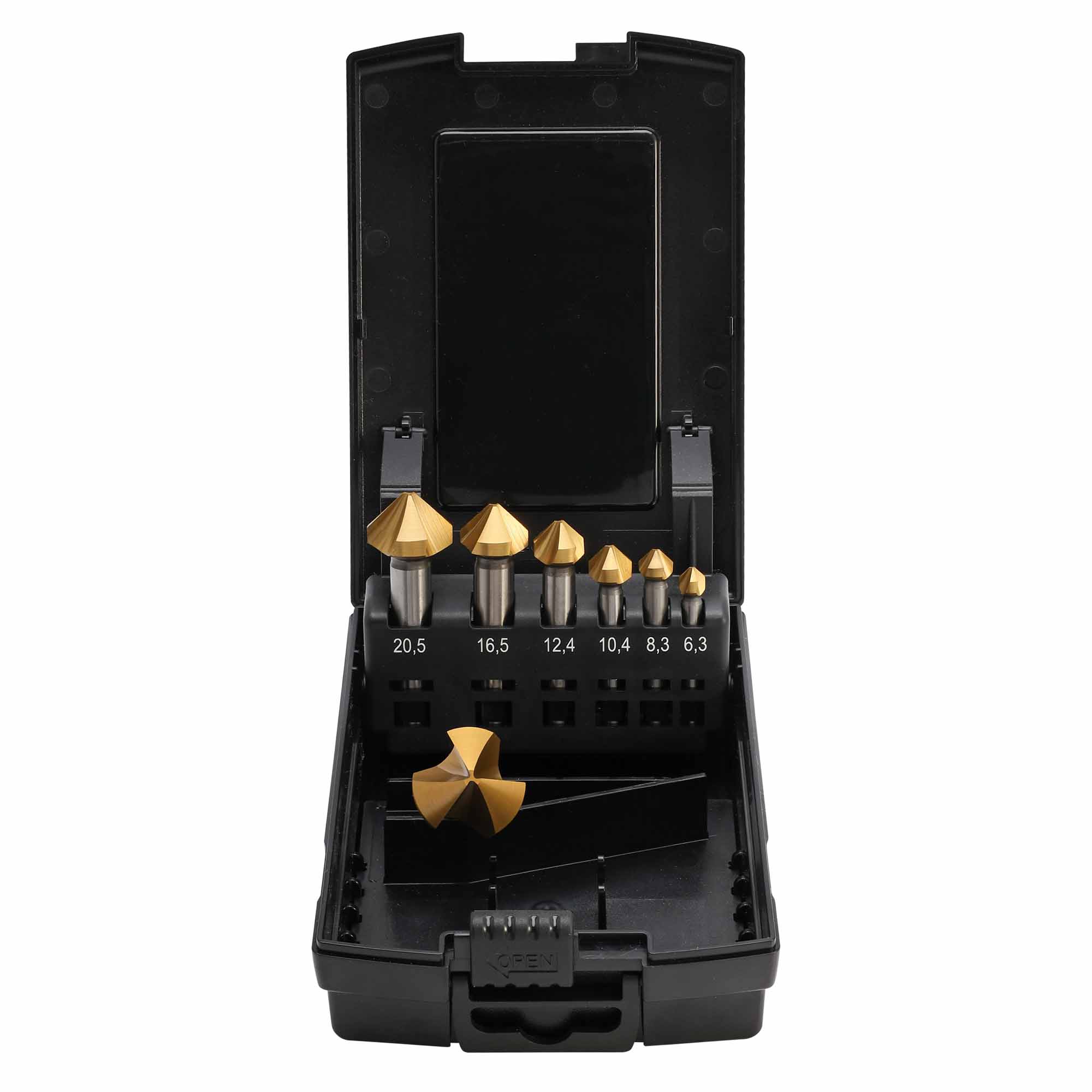 Набор зенковок 90° 6,3-25,0мм DIN335C 3z HSS-G TiN 7шт MASTER-TOOL 102153TPRO