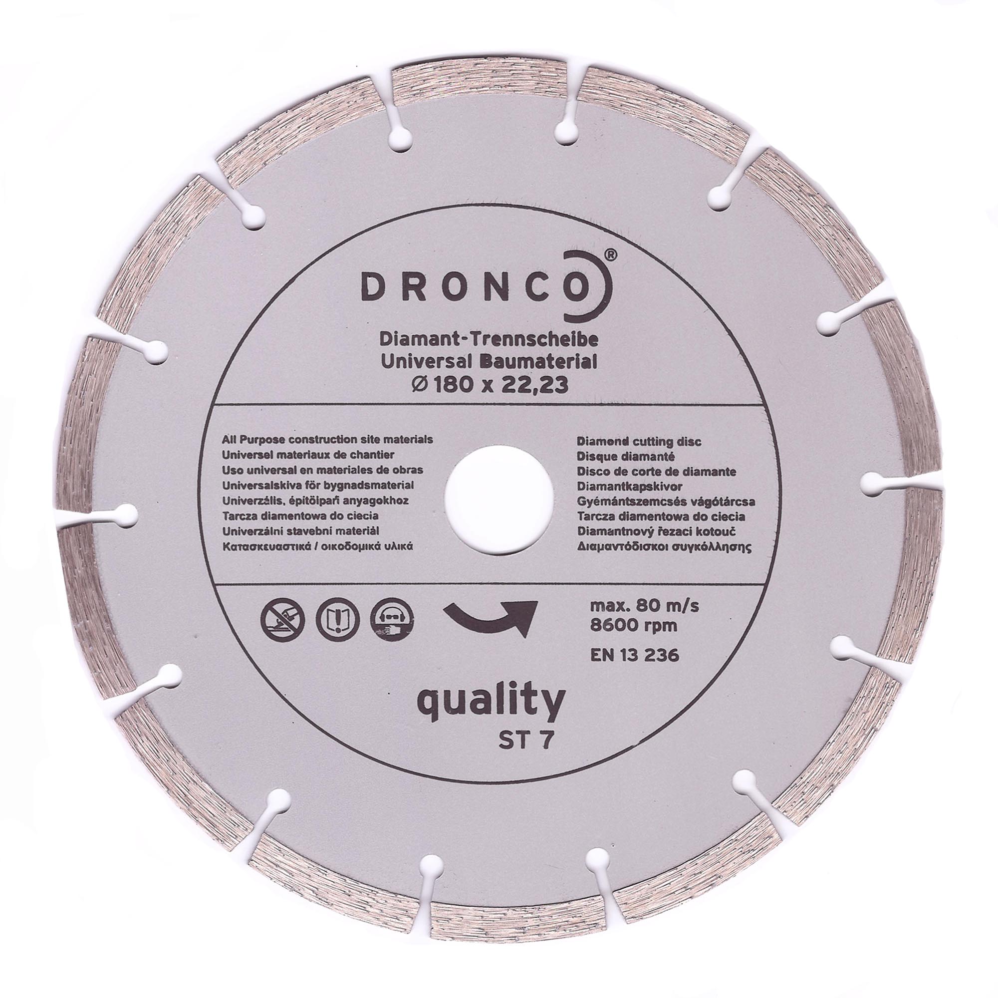 Диск алмазный сегментный 180х2,4х7х22,23мм ST7 DRONCO 4180485