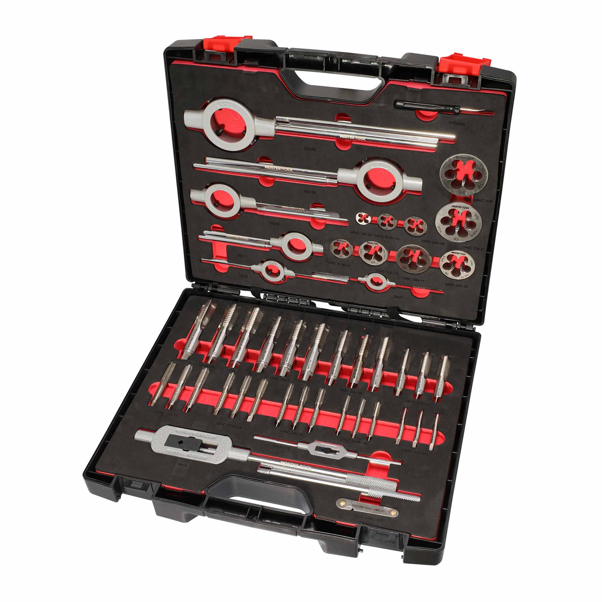 Набор метчиков и плашек UNC 1/4 - 1,0" 46пр HSS-G MASTER-TOOL 1014901010005