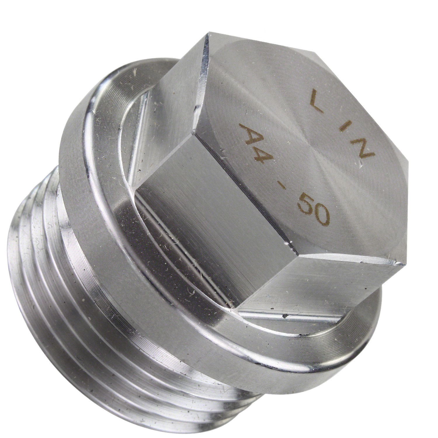 Пробка дюймовая G 1 1/4" с шестигранной головкой и фланцем DIN 910, нержавеющая сталь А4