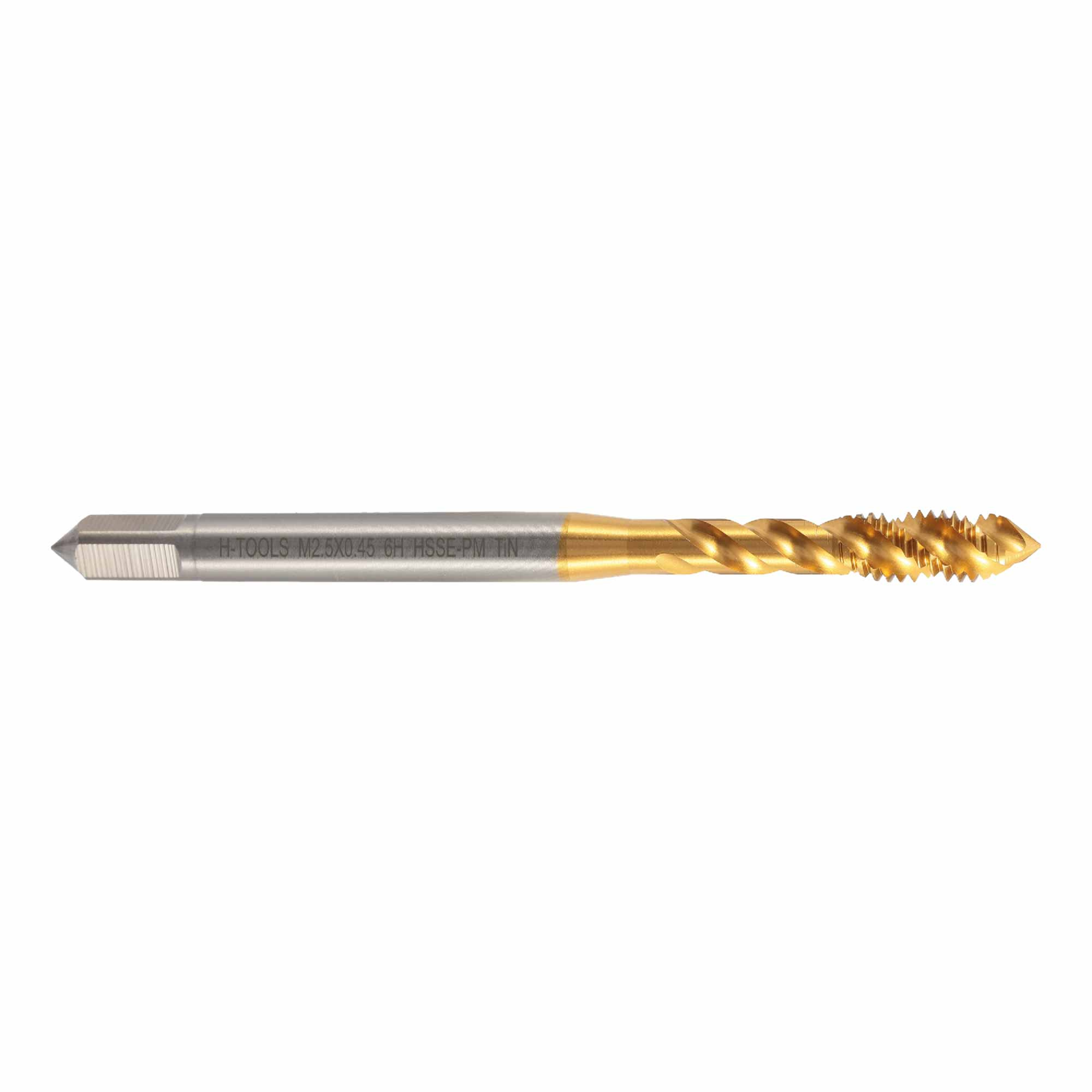 Метчик винтовой машинный М2,5 х0,45 DIN 371 HSSE-PM-TiN H-TOOLS 30130THT