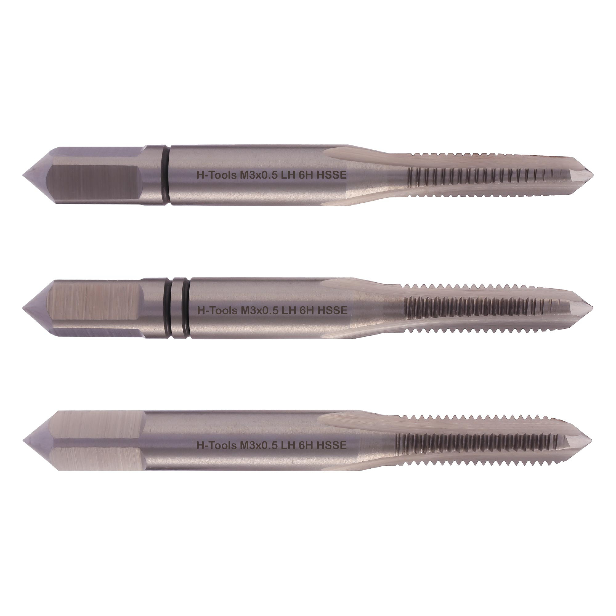 Метчик левый M3 x0,5мм HSSE DIN 352 H-TOOLS 230030LIEHT, комплект 3 штуки