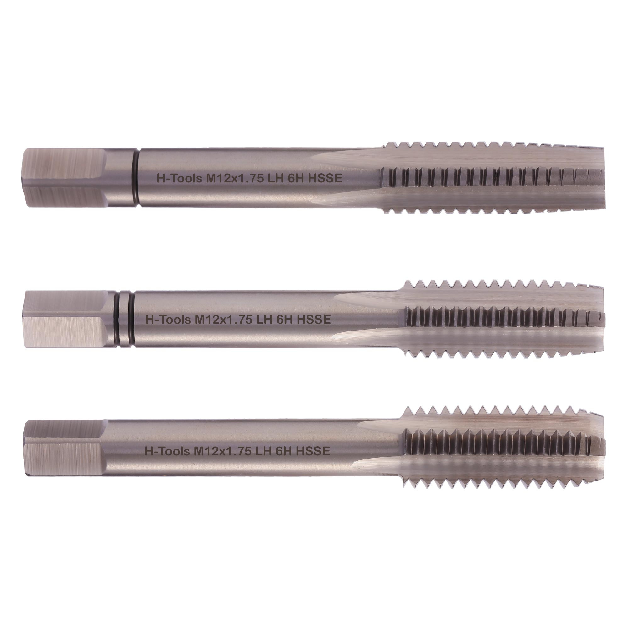 Метчик левый M12 x1,75 HSSE DIN 352 H-TOOLS 230120LIEHT, комплект 3 штуки