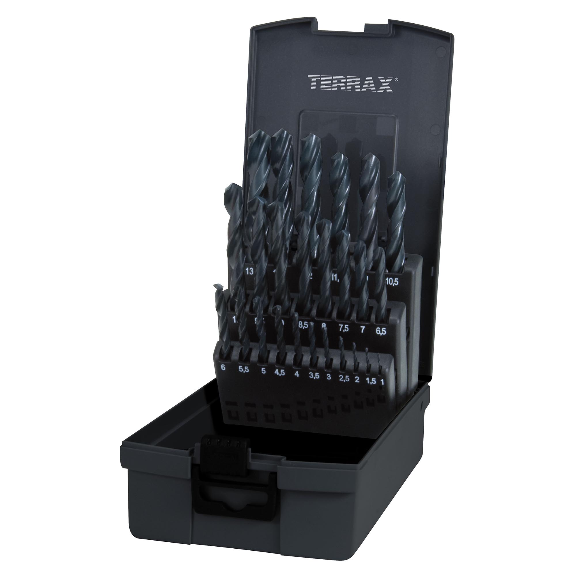 Набор сверл по металлу 1-13мм 25 штук HSS-R DIN 338 TERRAX BY RUKO A205211RO