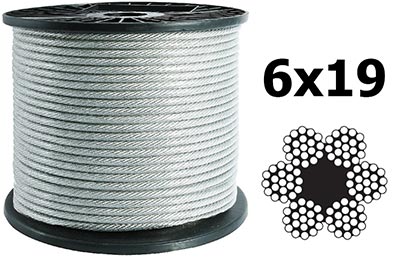Трос 10 мм DIN 3060 6x19, мягкий, оцинкованная сталь